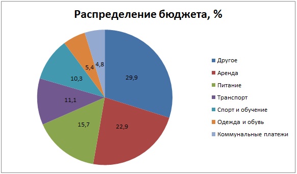 Распределение бюджета, % в Казахстане в семье